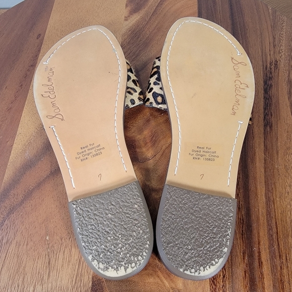Sam Edelman Granada Leopard Print Fur Slide Sandals with Buckle Size 7 - Picture 11 of 13